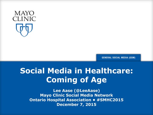 Social Media In Healthcare: Coming of Age