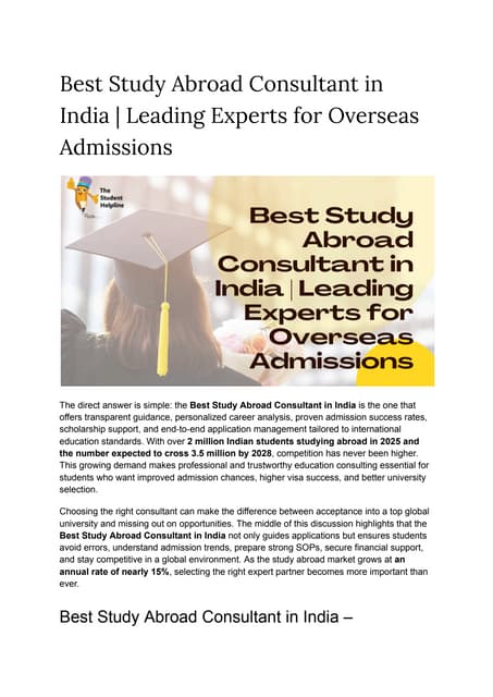 Best Study Abroad Consultant in India | Top Overseas Admission Experts 2025
