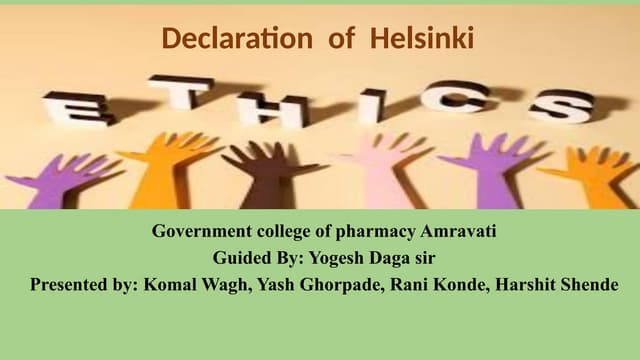 Declaration of Helsinki  Basic principles in medical research ppt.pptx