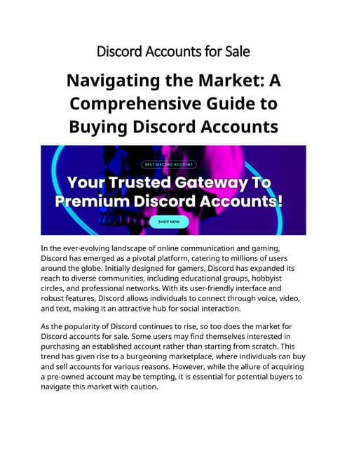 Discord Accounts for Sale - Aged Discord accounts for sale