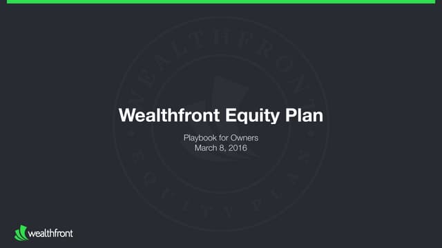 The Wealthfront Equity Plan (Stanford GSB, March 2016)
