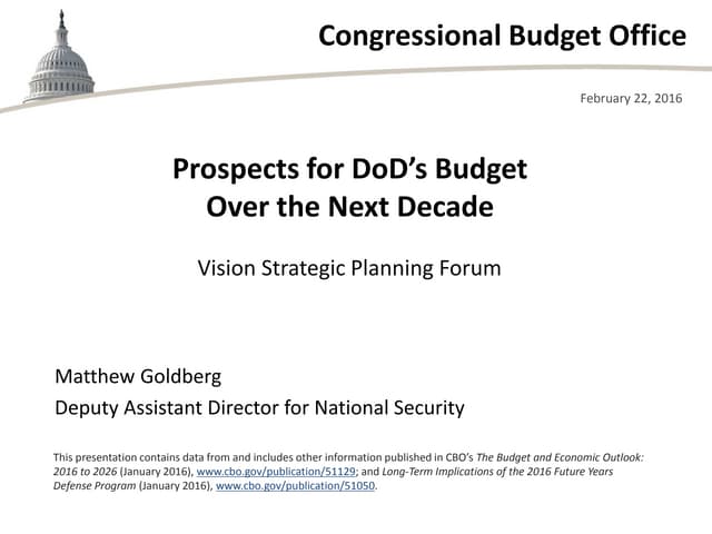 Prospects for DOD’s Budget Over the Next Decade