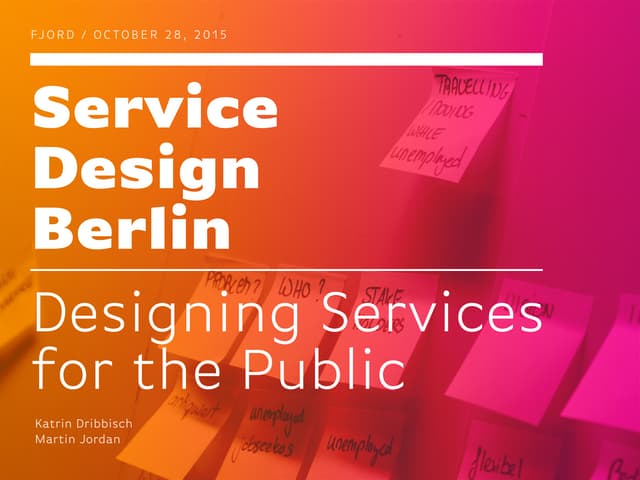 Designing Services for the Public / Service Design Drinks